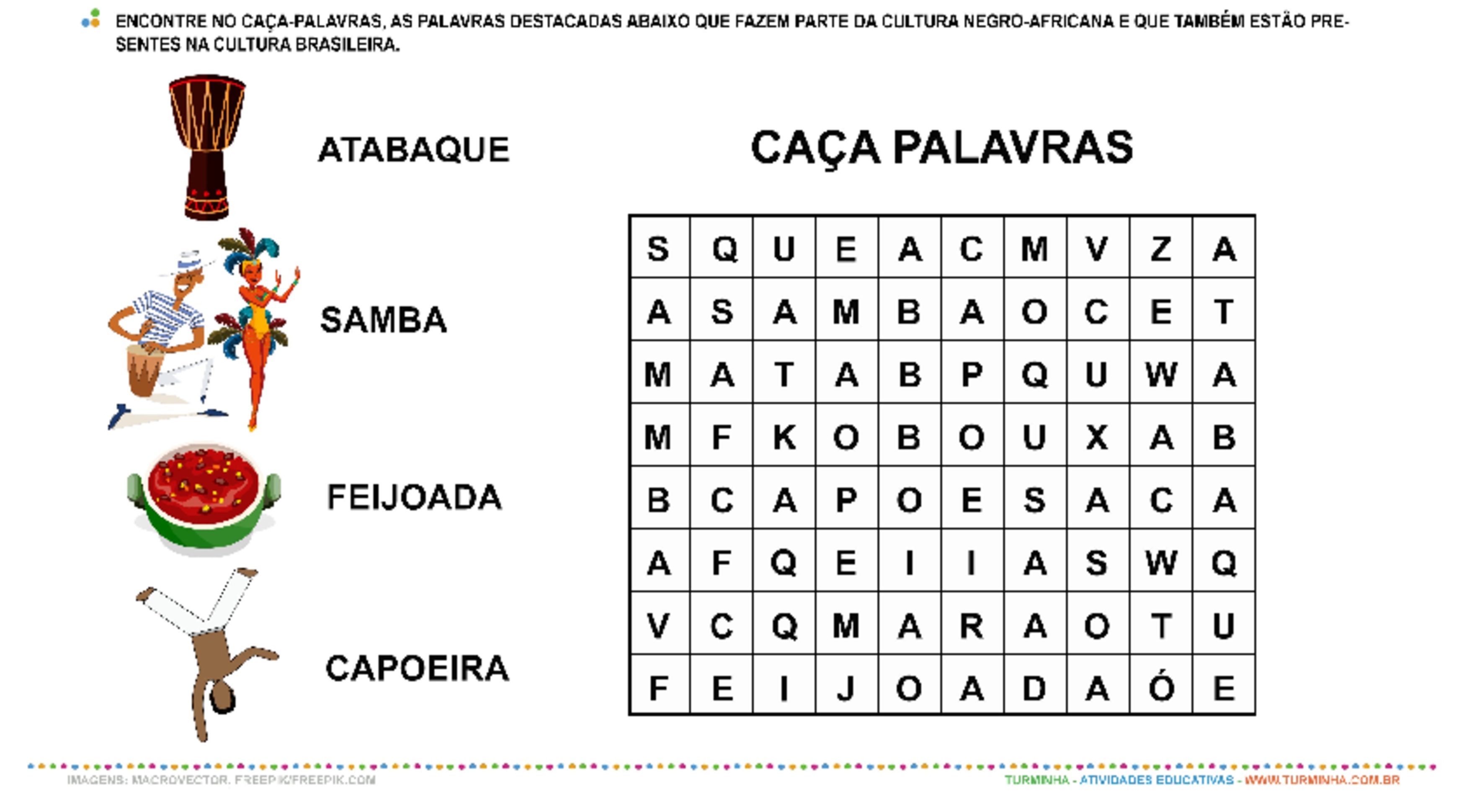 Dia Da Consciência Negra – Caça-Palavras - Atividade Educativa Para Pré ...