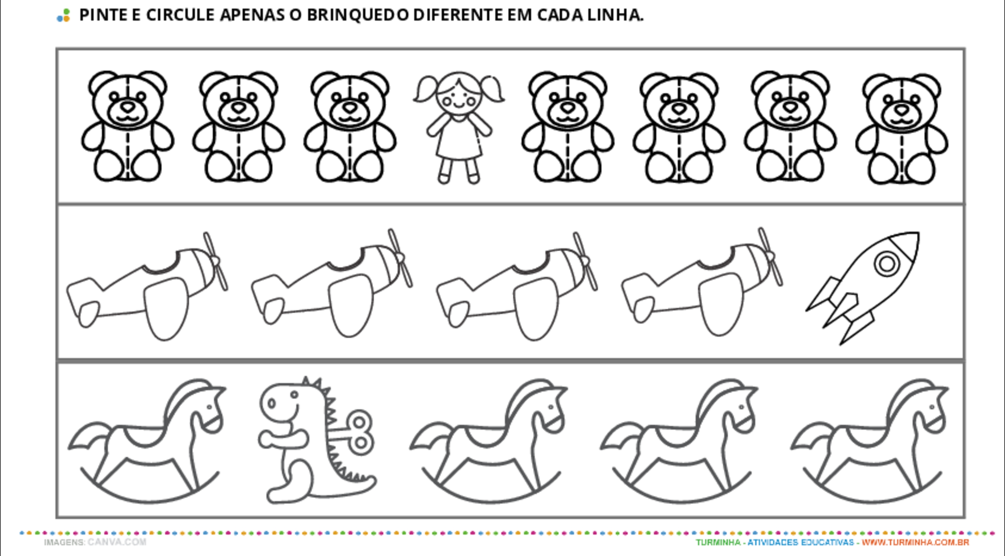 Qual é o Brinquedo Diferente? - atividade educativa para Pré-Escola (4 e 5 anos)