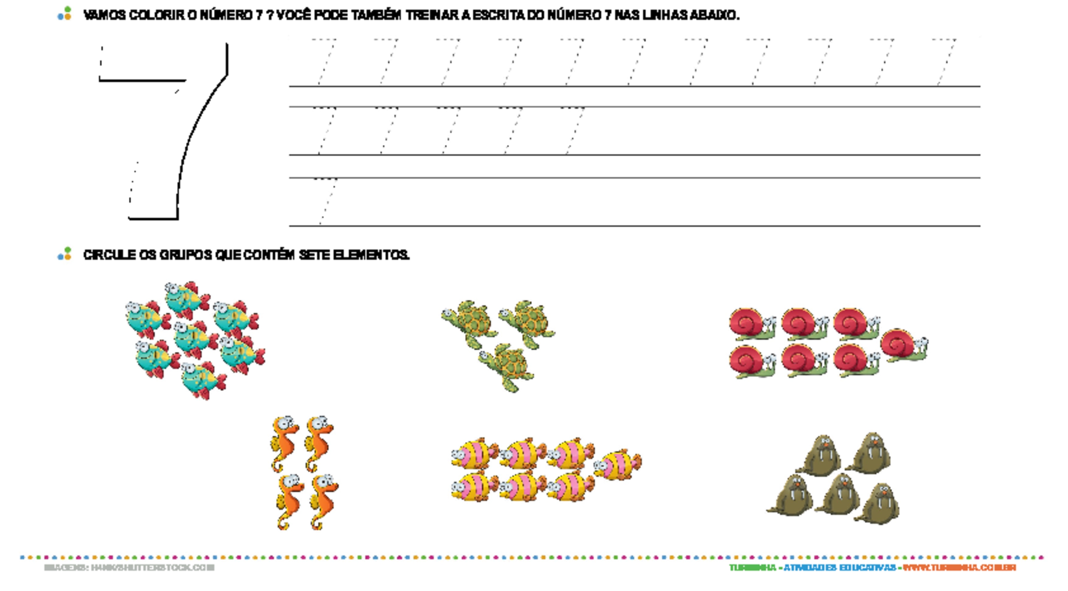 Aprendendo o número 7 - atividade educativa para Creche (0 a 3 anos)