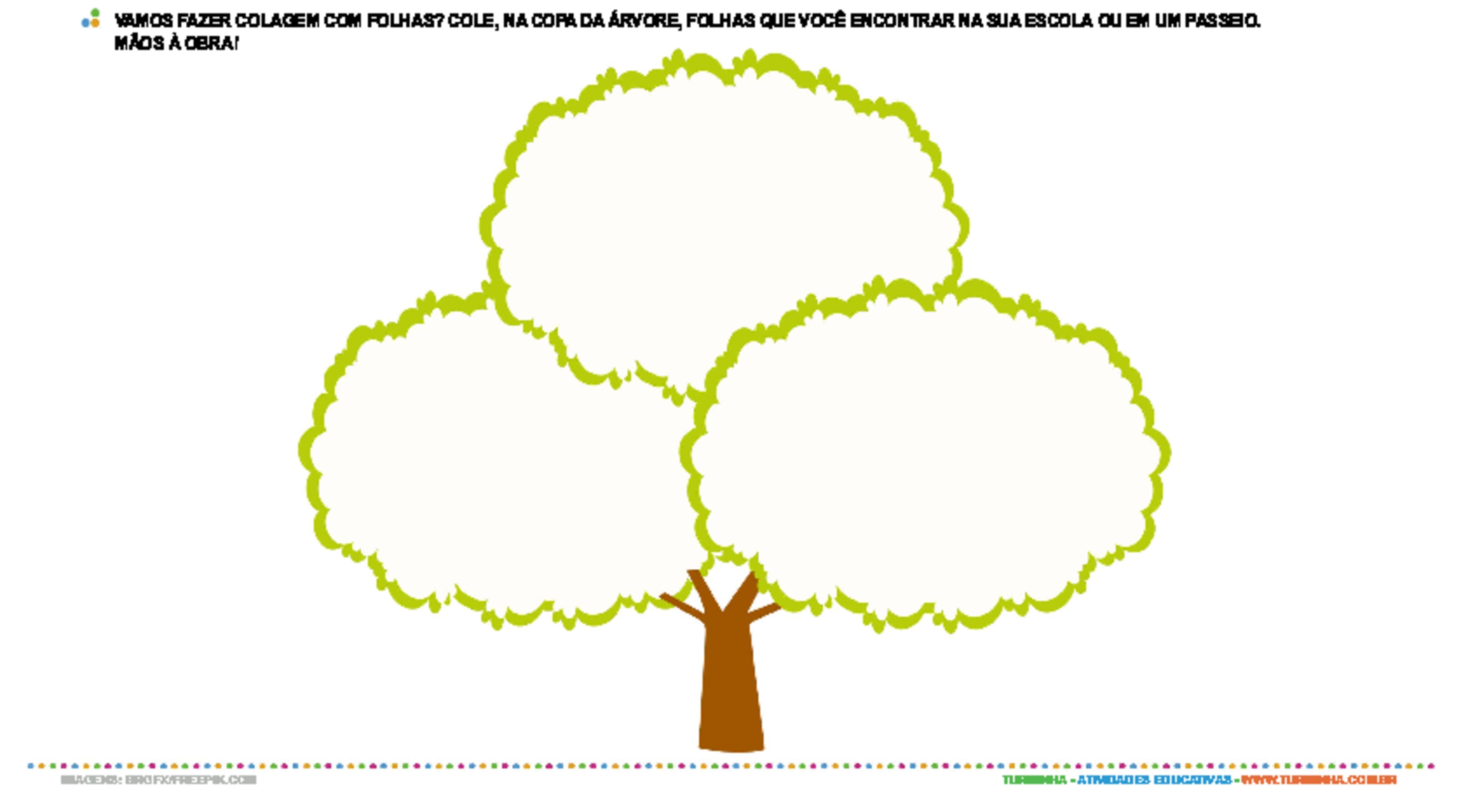 Colagem com folhas - atividade educativa para Creche (0 a 3 anos)