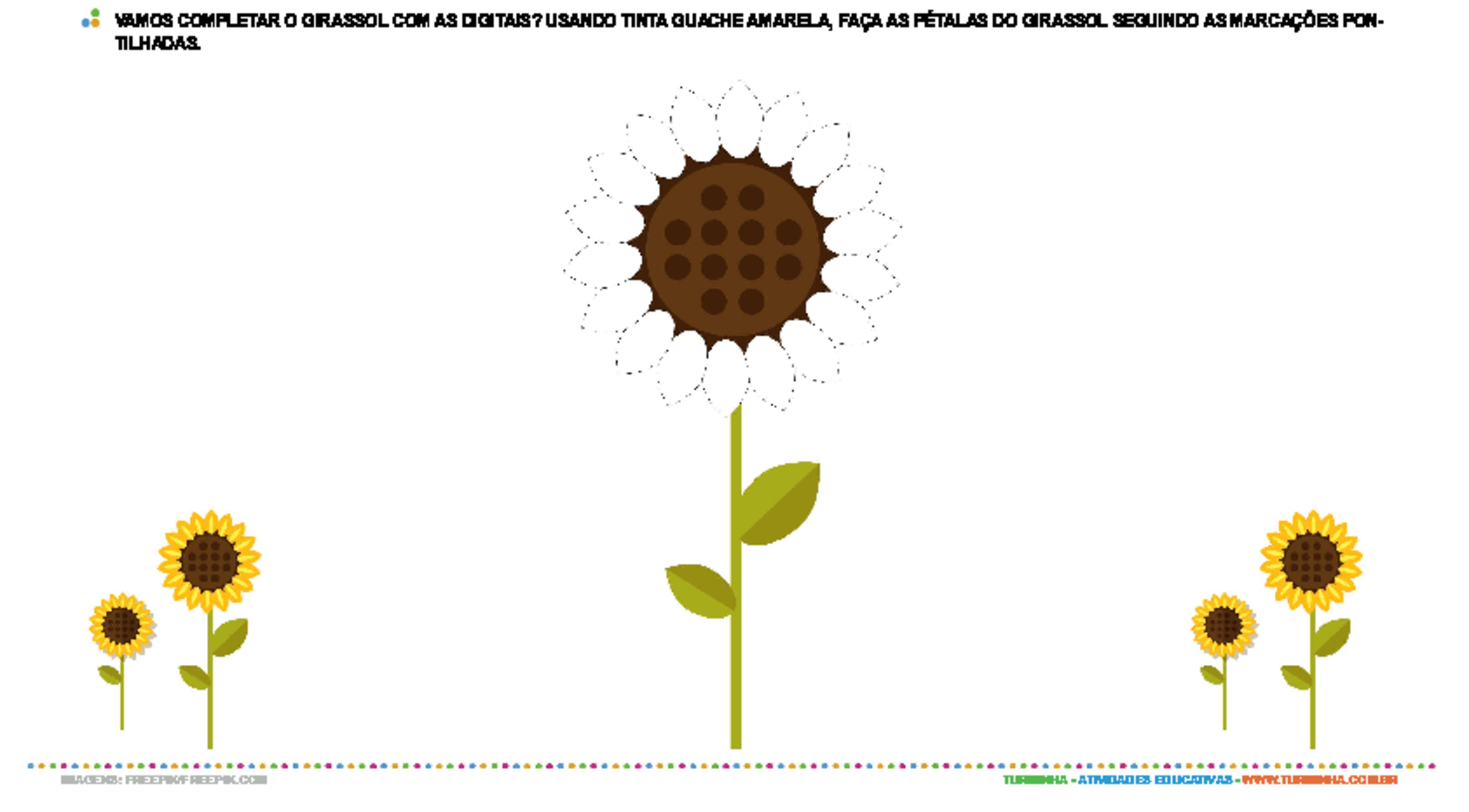 Girassol com digitais - atividade educativa para Creche (0 a 3 anos)