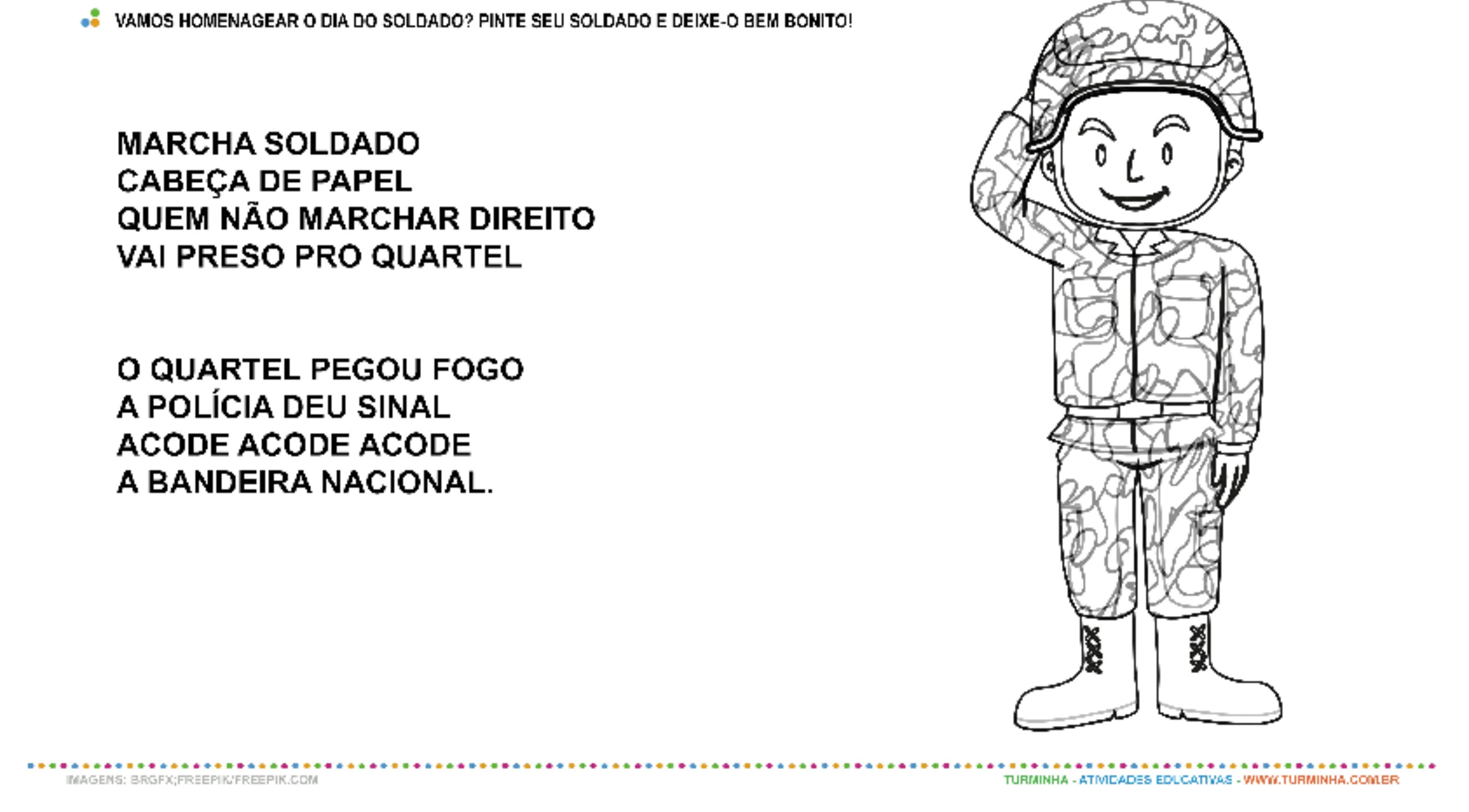 Dia do Soldado - Pintura e Música - atividade educativa para Pré-Escola (4 e 5 anos)