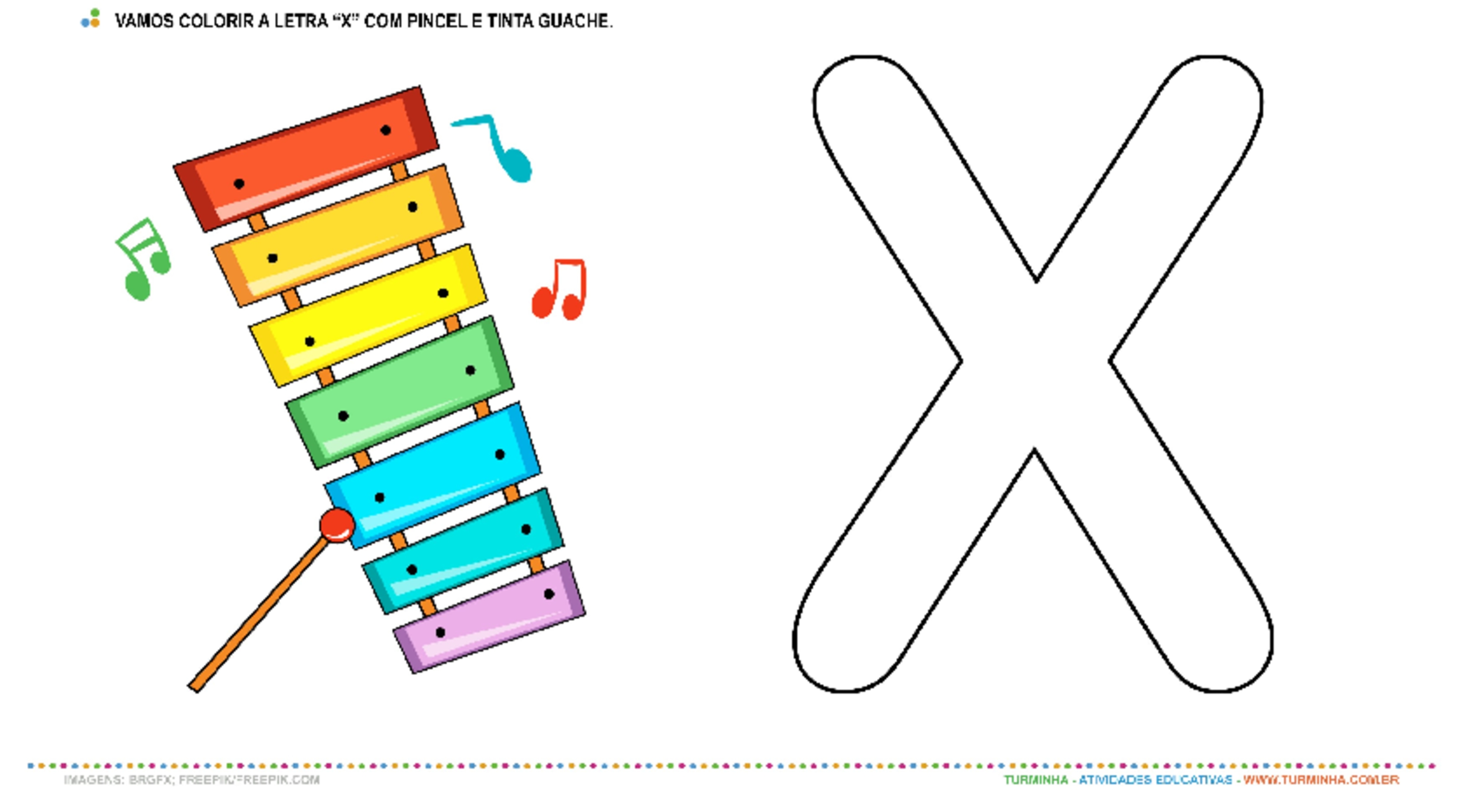 O Xilofone E A Letra “x” Pintura Com Guache Atividade Educativa Para Creche 0 A 3 Anos 