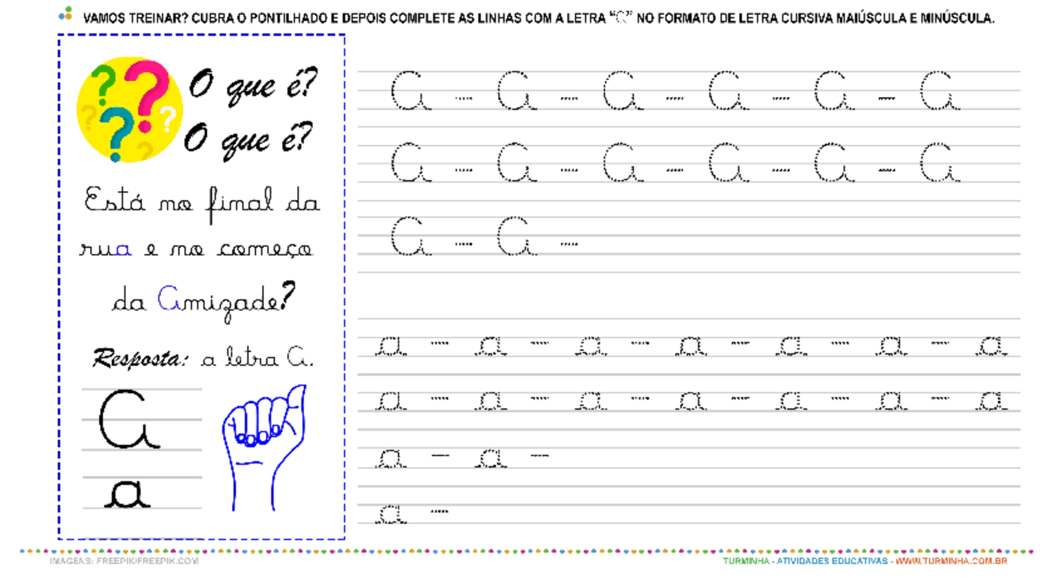 A Letra “A” Cursiva - Caligrafia - atividade educativa para Pré-Escola (4 e 5 anos)