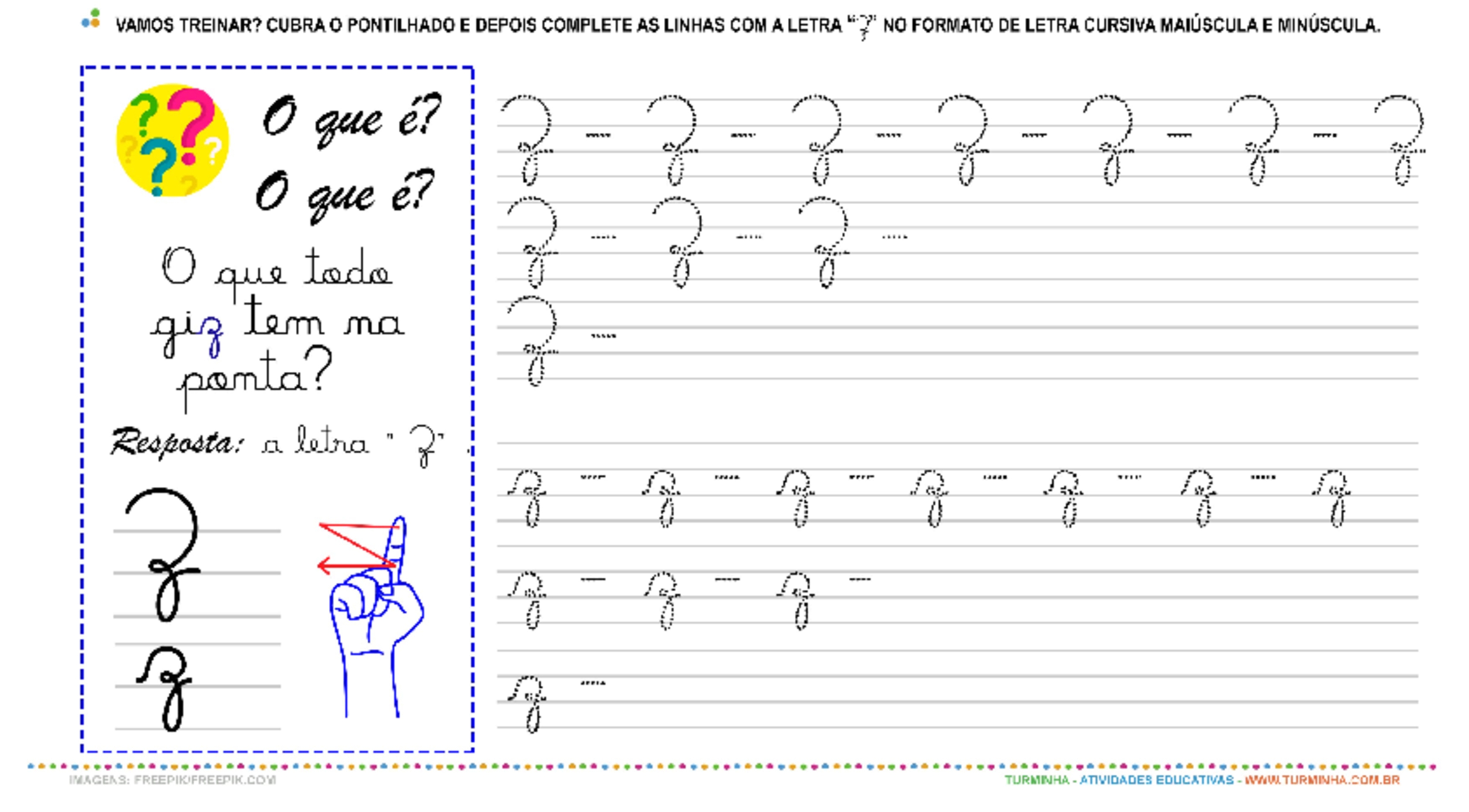 A Letra “Z” Cursiva - Caligrafia - atividade educativa para Pré-Escola (4 e 5 anos)