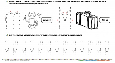 Letra M de forma maiúscula e minúscula