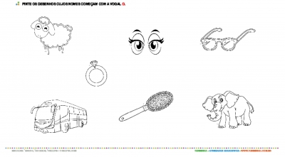 Colorindo desenhos com a vogal O